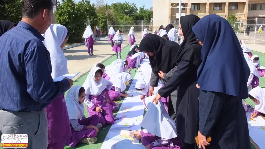 نقاشی دانش‌آموزان گچسارانی در حمایت از کودکان فلسطینی