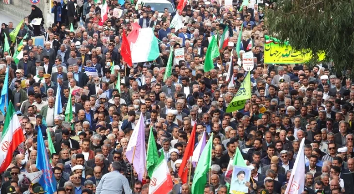 شور حماسی گچسارانی‌ها در راهپیمایی ۲۲ بهمن