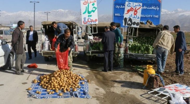 یاسوج در محاصره وانت‌های میوه‌فروش!