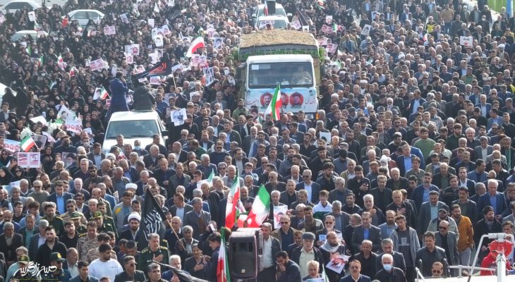 تصاویر هوایی تشییع پیکر شهدای امنیت گچساران